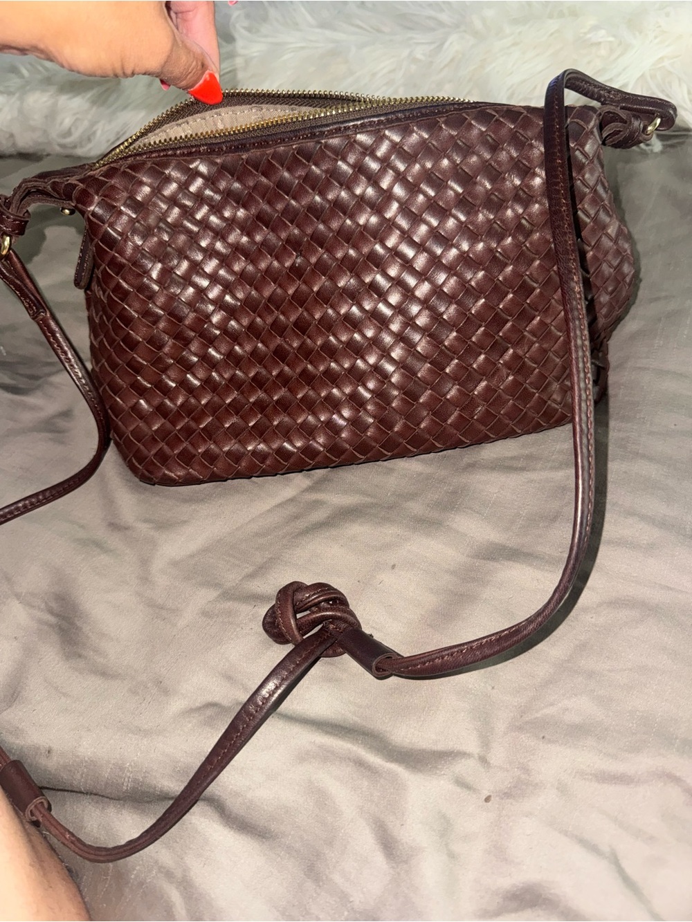margot Woven Crossbody Bag - Dark Brown